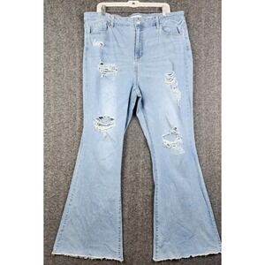 A Beautiful Soul Flare Jeans Men 18 Light‎ Wash Distressed High Rise 111333